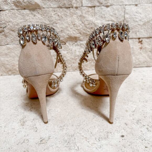 Aquazzura Milla Jewel 105 Suede Nude - Picture 9 of 14